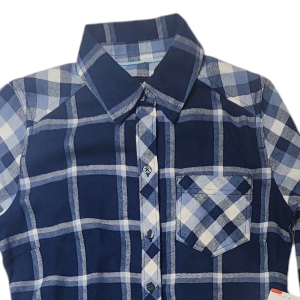 New Marmot Taylor Coolmax Twill UPF Plaid Shirt Sz XS Deep Indigo